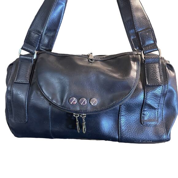 Matt & Nat Black Vegan Leather Satchel Shoulder Bag - Picture 2 of 9